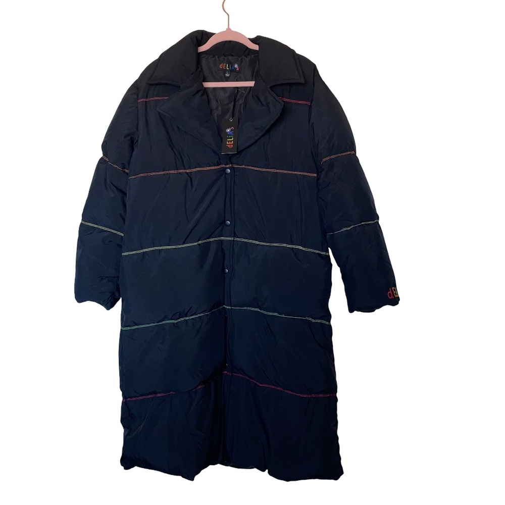 #DK193 - NWT Dolls Kill dELiA*s Black Long Puffer Coat- L